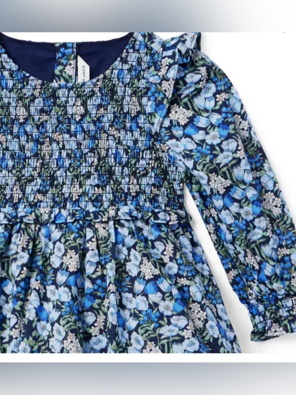 Janie and Jack | The Eloise Smocked Dress in Merchant Marine Floral Size 6 - Picture 2 of 13